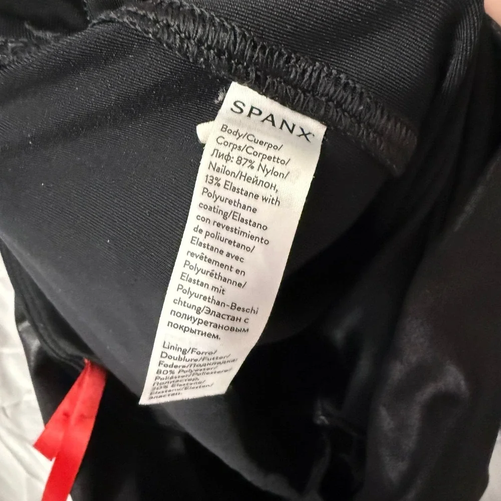 Spanx Faux‎ Leather Leggings High Rise Waist Power Waistband Shaping Black large